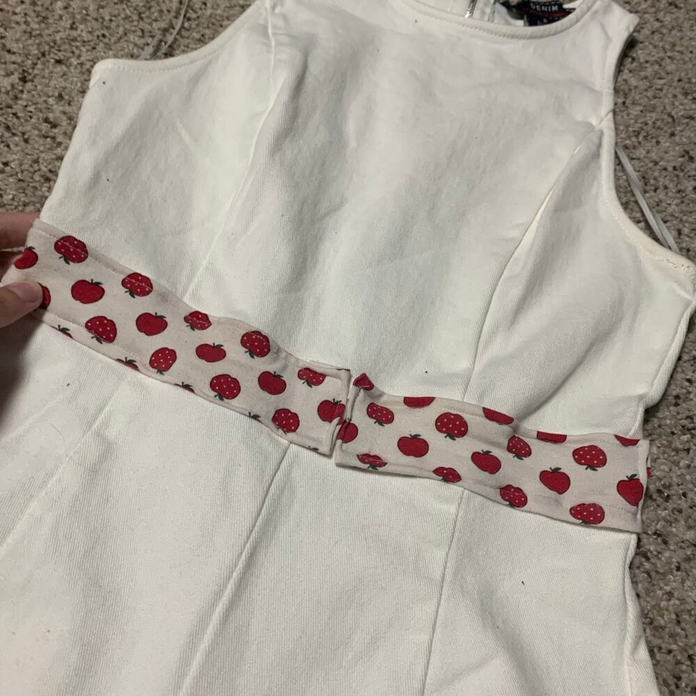 Custom Upcycled Apple Patchwork White Denim Jumpsuit Bootcut Small - Picture 3 of 7